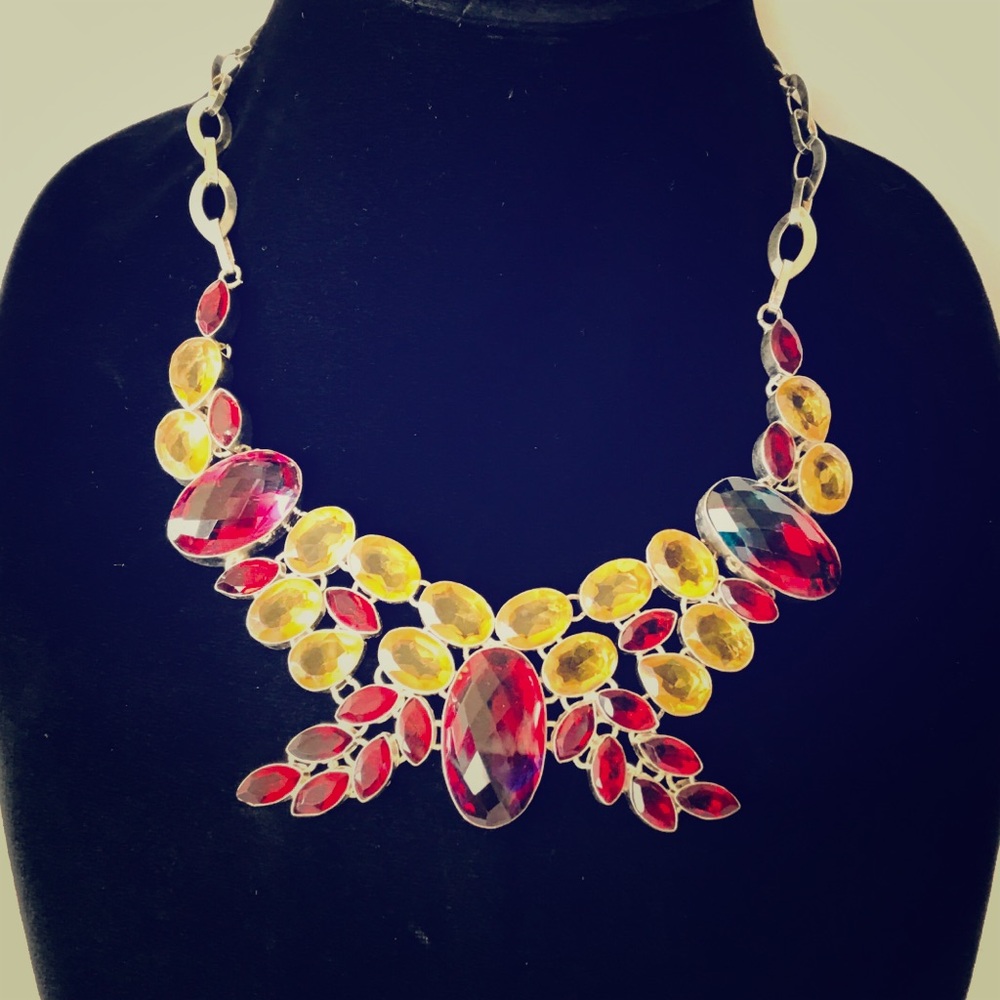 COPY - Intricate Jeweled Bib Necklac .925 stamped…